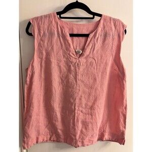 Ivy Jane 100% Linen Top Womens Medium Pink Minimalist Cottagecore Coastal